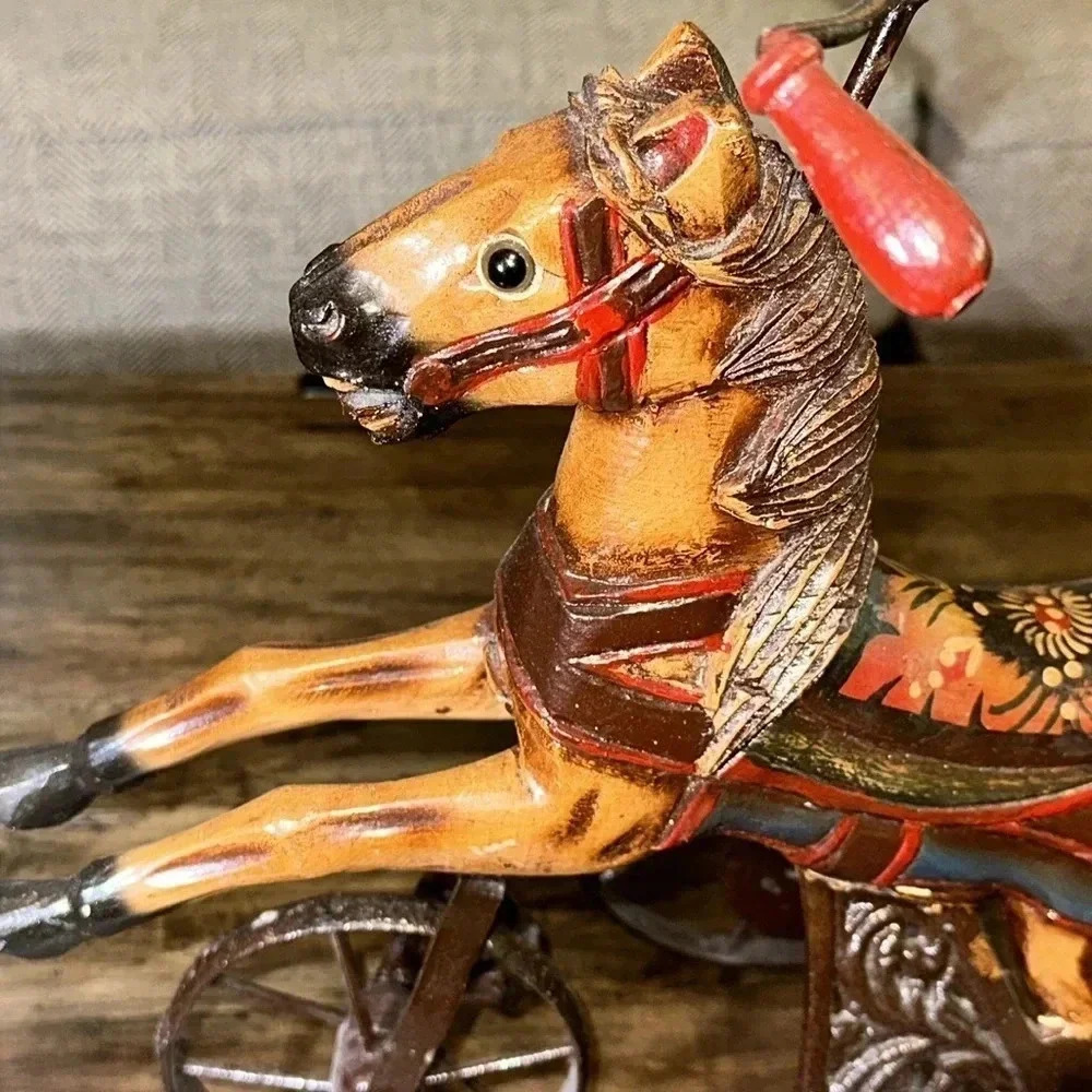 Antique/Vintage Wooden Horse Tricycle Decorative Accent Beautiful Iron Wheels - Picture 17 of 17